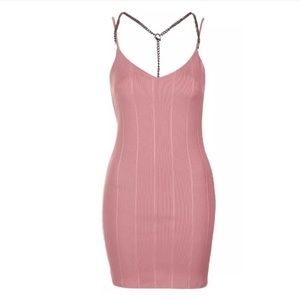 Topshop Mauve Bodycon Dress with Chain Straps